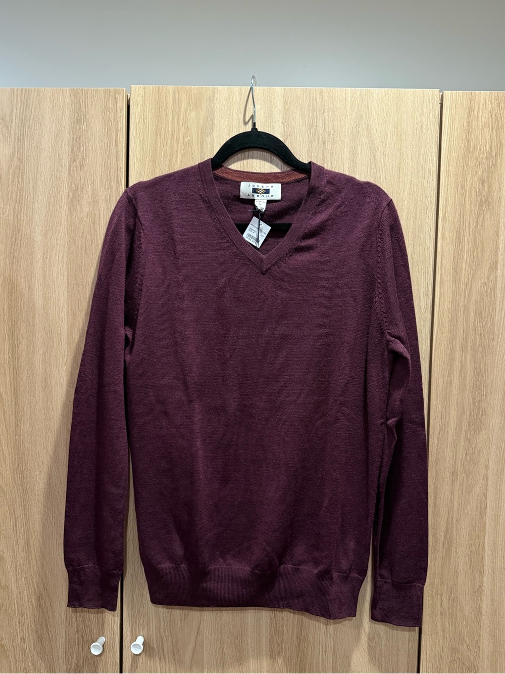 Joseph Abboud Men's V-Neck Merino Wool Sweater in Wine